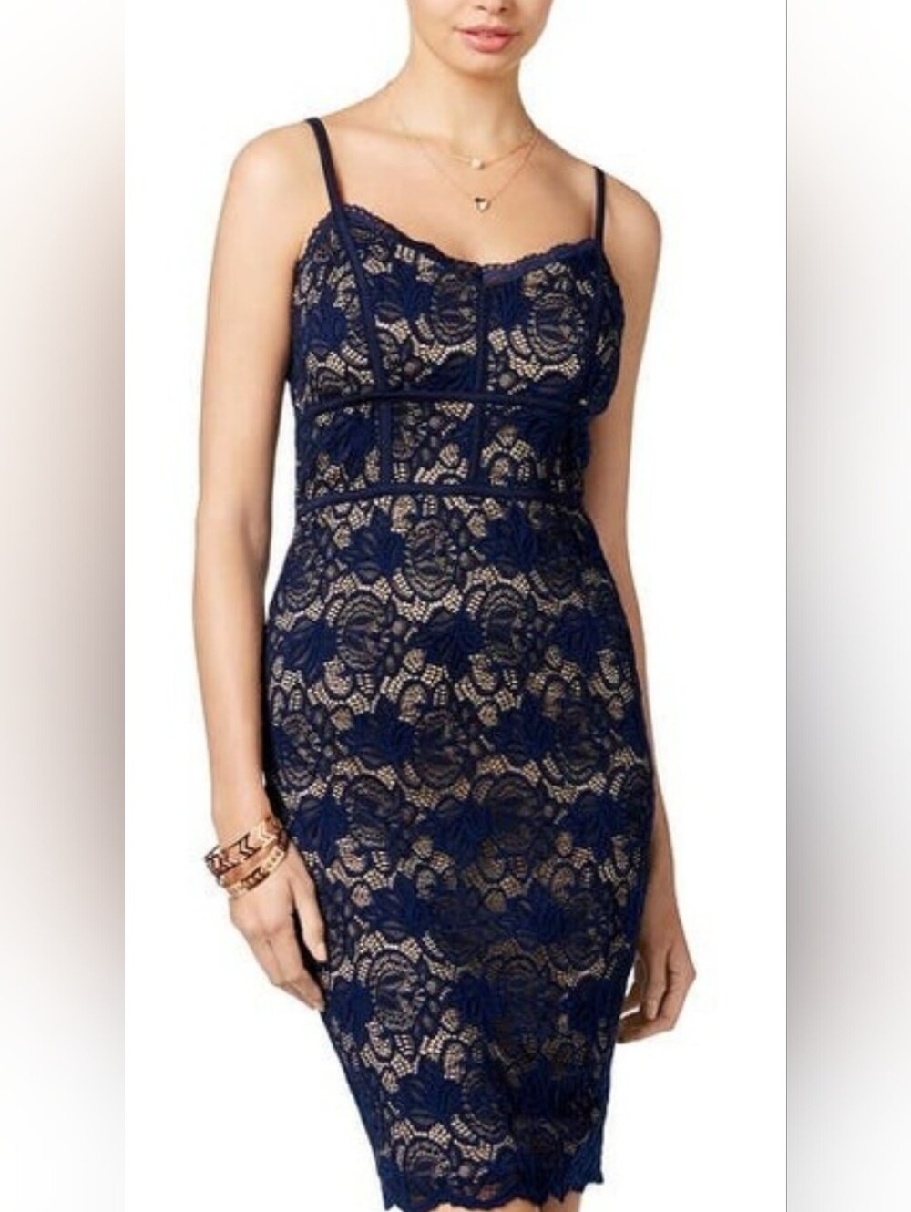 NWOT! Fall Sheer Cocktail Blue Lace Bodycon Mini Sheath Party Dress 13/14 Large